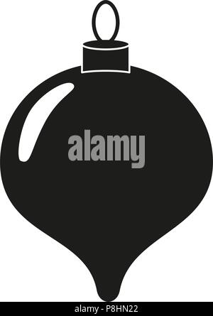 Black and white christmas tree decoration silhouette. Holiday themed vector illustration for icon, sticker, patch, label, sign, badge, certificate or  Stock Vector