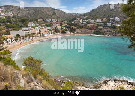 El Portet Spain Costa Blanca near Moraira, beautiful beach and bay with turquoise blue clear sea Stock Photo