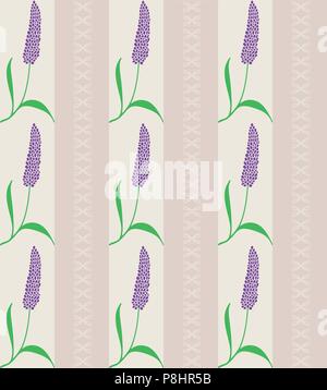 Seamless vector lavender pattern isolated on white background Stock Vector