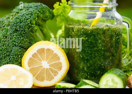 Detox diet. Fresh Detox Juices. Stock Photo