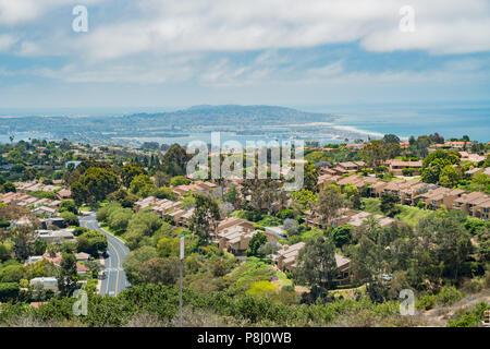 Aerial view of the beautiful landscape and cityscape around La Jolla area from Mt. Soledad National Veterans Memorial, San Diego, California Stock Photo