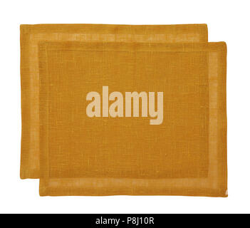 Two cotton napkin isolated on white background. View from above.  Include clipping path. Stock Photo
