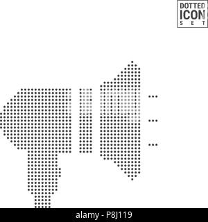 Megaphone Dot Pattern Icon. Loudspeaker Dotted Icon Isolated on White Background. Vector Icon of Horn Stock Vector