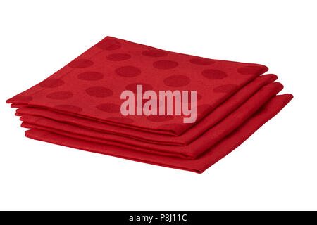 Folded cotton napkin isolated on white background. Include clipping path. Stock Photo
