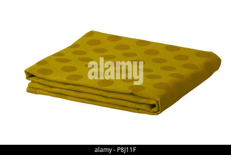 Folded cotton napkin isolated on white background. Include clipping path. Stock Photo
