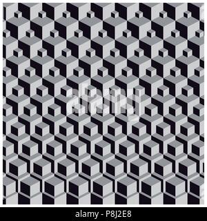 Background black. and white, with cube Stock Vector