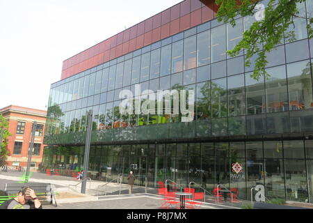 The new public library in downtown Halifax opened in 2014 and is a modern and distinctive piece of architecture on Spring Garden Road Stock Photo