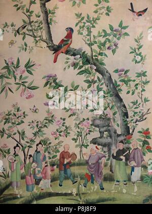 Hand painted Chinese wallpaper in 19th c house Stock Photo - Alamy