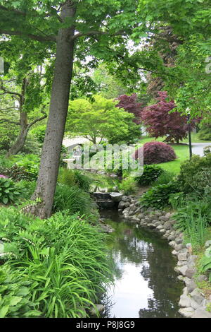 The Halifax Public Gardens have been an oasis of calm and colour since Victorian times; features include a bandstand, statues & fountains Stock Photo