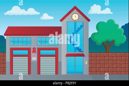 Fire department building theme image 1 - eps10 vector illustration. Stock Vector