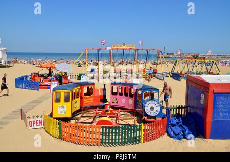 childrens rail ride on margate beach kent UK Stock Photo