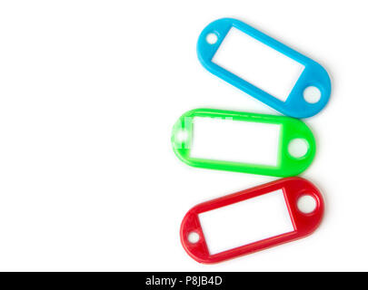 Blank key fob in various colors on the white Stock Photo