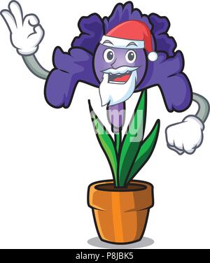 Santa iris flower mascot cartoon Stock Vector