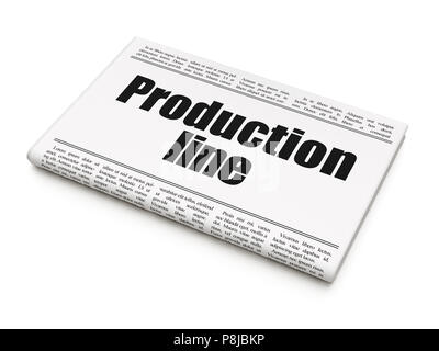 Manufacuring concept: newspaper headline Production Line Stock Photo