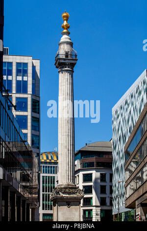 The Monument To The Great Fire of London, more commonly known as just ‘The Monument’ London, England Stock Photo