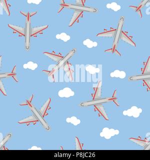 Seamless pattern Airplane in the sky. Flat style Stock Vector Image ...