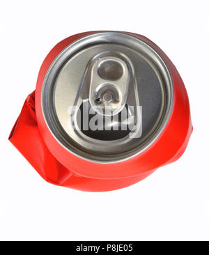 red aluminum can flattened Stock Photo