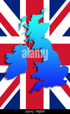 Great Britain map and flag Stock Photo