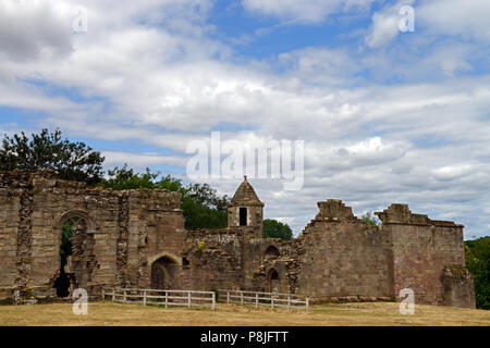 Spofforth Castle in the village of Spofforth, Yorkshire, was built by Henry de Percy in the early 14th century but ruined in the English Civil War. Stock Photo