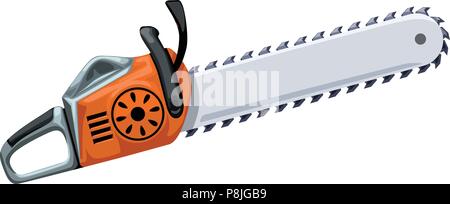 orange chainsaw on white Stock Vector