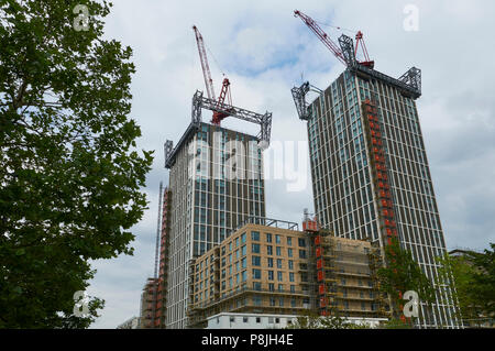 New apartment buildings under construction East Village, Stratford, East London UK Stock Photo