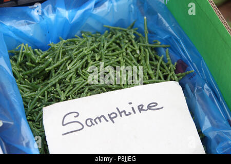 Box of Samphire outside a fishmongers in Ireland Stock Photo