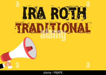 Handwriting text writing Ira Roth Traditional. Concept meaning are tax deductible on both state and federal Multiline text notice board recall reassur Stock Photo