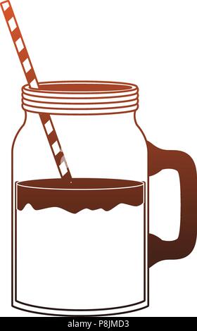 Juice mason jar red lines Stock Vector