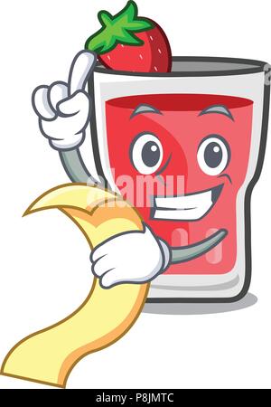 With menu strawberry mojito mascot cartoon Stock Vector