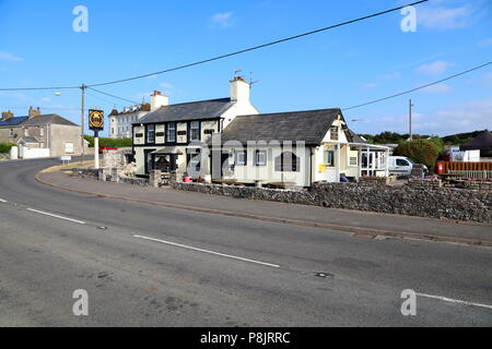 The Three Golden Cups on the main road in Southerdown between Ogmore by sea and Saint Brides Major near Bridgend in a quiet village location. Stock Photo