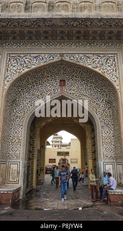 Jaipur, India - Jul 27, 2015. People visiting the Jaipur Palace. Jaipur is the capital and the largest city of the Indian state of Rajasthan. Stock Photo