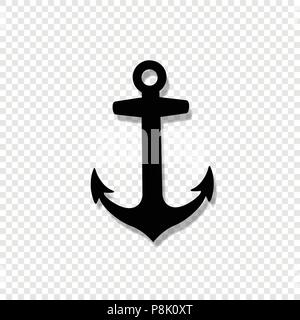 Vector black silhouette illustration of anchor armature icon isolated on transparent background. Stock Vector