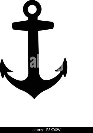 Vector black silhouette illustration of anchor armature icon isolated on white background. Stock Vector