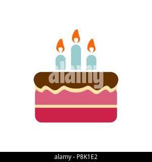 Birthday cake icon simple flat style illustration image. Stock Vector