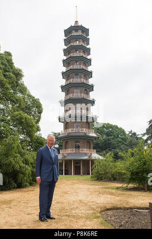 The Prince of Wales during a visit to the Royal Botanic Gardens in Kew, London, to celebrate the recently restored Temperate House and to tour the restored Great Pagoda. Stock Photo