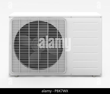 Outdoor unit split air conditioner. Isolated with clipping path. 3d render Stock Photo