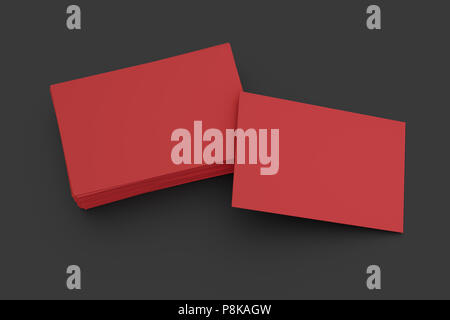 Blank business cards on black background. Include clipping path. 3d render Stock Photo