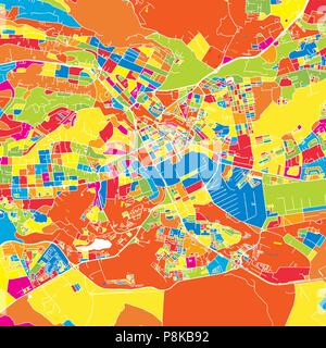 Nairobi, Kenya, colorful vector map.  White streets, railways and water. Bright colored landmark shapes. Art print pattern. Stock Vector