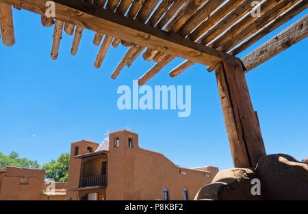 Native American San Geronimo Catholic Church in Taos Pueblo, Taos New Mexico Stock Photo