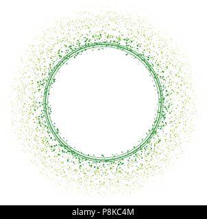 vector spring background illustration. round frame with green circles and green dots. abstract dotted pattern texture isolated on white background Stock Vector