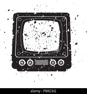 vector grungy illustration of retro tv set Stock Vector Image & Art - Alamy