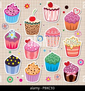 vector set of colorful cupcakes Stock Vector