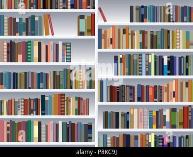 vector illustration of modern bookshelf Stock Vector