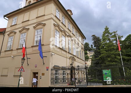 Polish Embassy, Valdštejnská, Malá Strana (Little Quarter), Prague, Czechia (Czech Republic), Europe Stock Photo