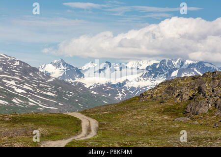 Off road vehicle trail at Thompson Pass in Southcentral Alaska. Stock Photo