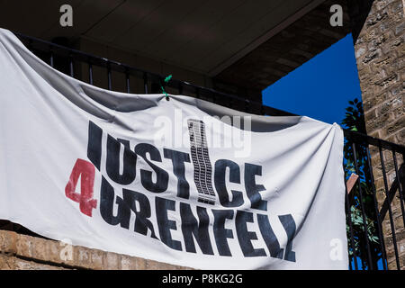 Justice 4 Grenfell banner, London, England, U.K. Stock Photo