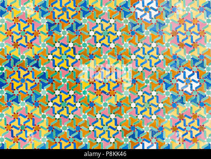 Tiled geometric tiled pattern or zellije on the walls of Mosque Hassan II in Casablanca, Morocco Stock Photo