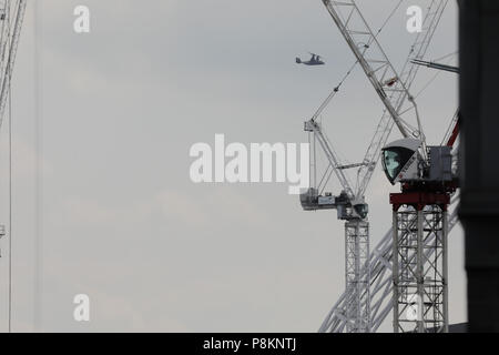 London, UK. 12th July 2018. President Trump's helicopter entourage flying towards Wembley Staduim, London, UK Credit: amanda rose/Alamy Live News Stock Photo