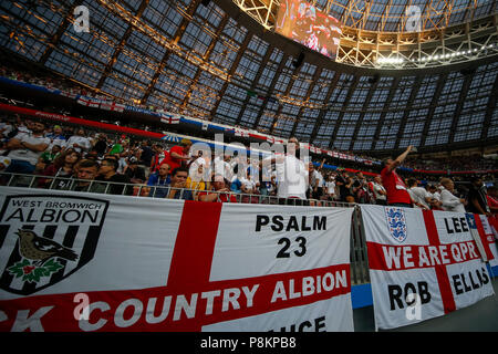 Moscow, Russia. 11th July 2018. England fans before the 2018 FIFA World Cup Semi Final match between Croatia and England at Luzhniki Stadium on July 11th 2018 in Moscow, Russia. Credit: PHC Images/Alamy Live News Stock Photo