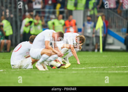 England - Croatia, Soccer, Moscow, July 11, 2018 Kieran TRIPPIER, England 12 Dele ALLI, ENG 20 Harry KANE, England 9  sad, disappointed, angry, Emotions, disappointment, frustration, frustrated, sadness, desperate, despair,  ENGLAND  - CROATIA 1-2 Football FIFA WORLD CUP 2018 RUSSIA, Semifinal, Season 2018/2019,  July 11, 2018 in Moscow, Russia. © Peter Schatz / Alamy Live News Stock Photo